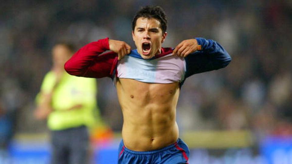 Javier Saviola saat masih berseragam Barcelona.